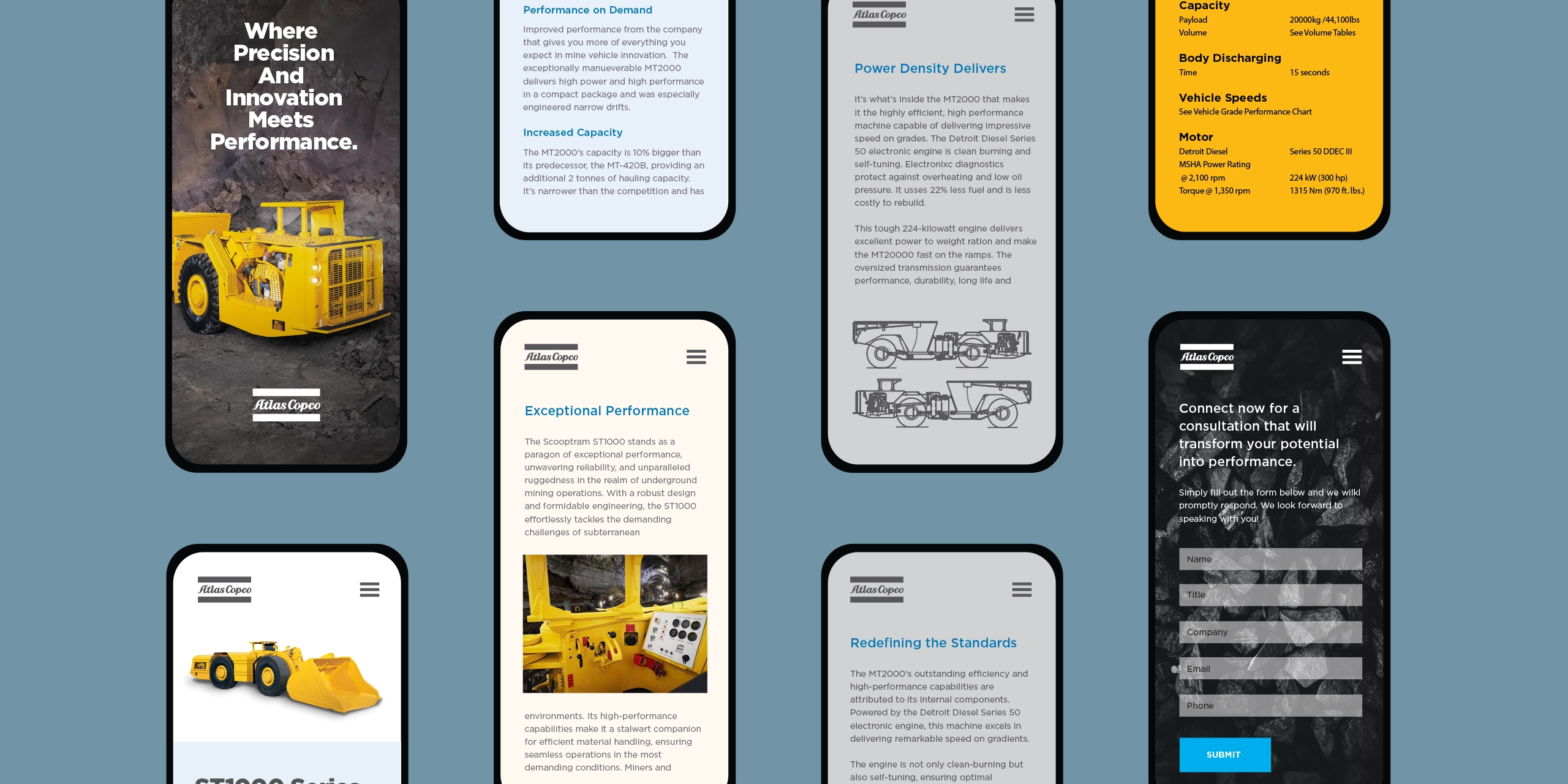 Atlas Copco Wagner Mobile Wireframes Wide