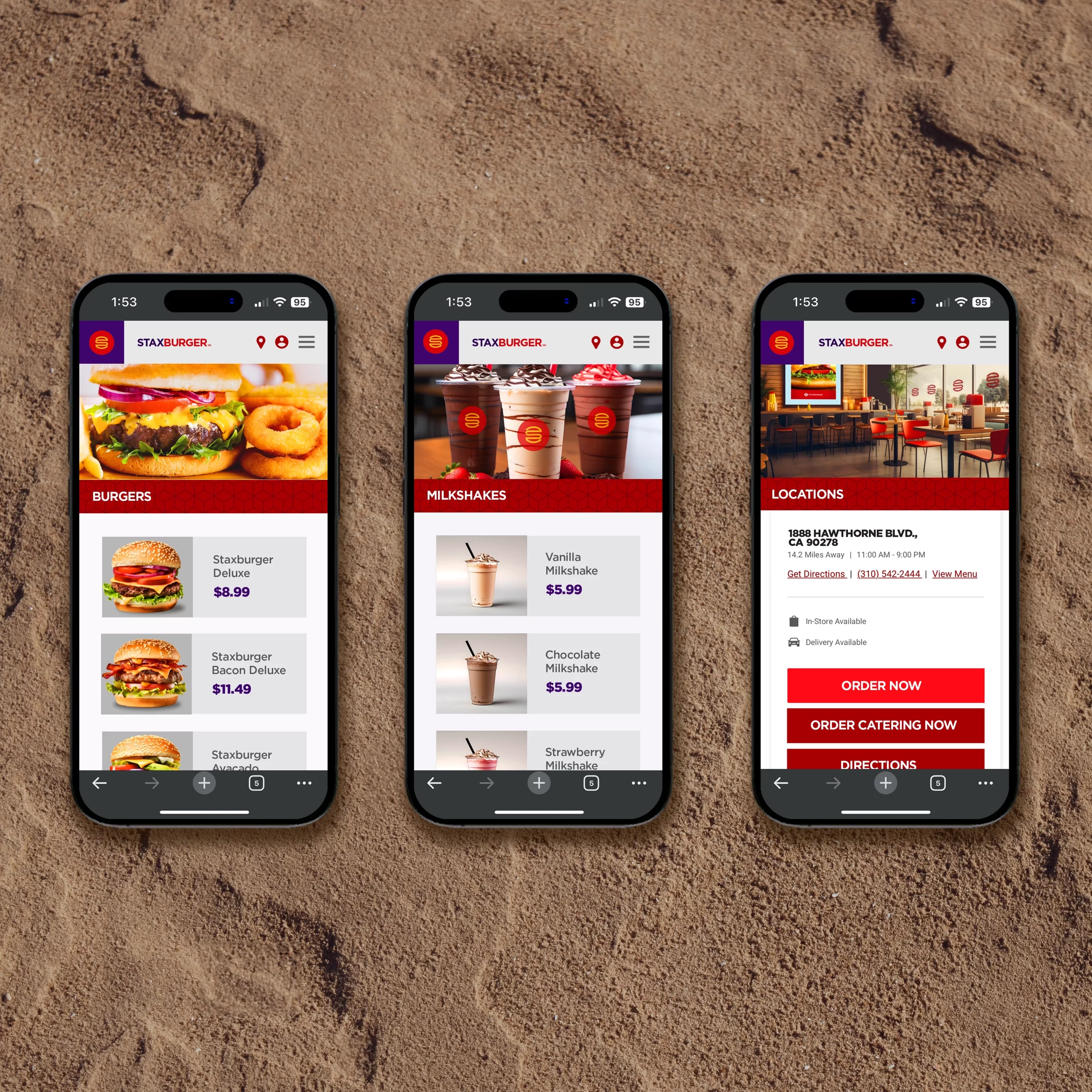 Staxburger - Mobile Wireframes